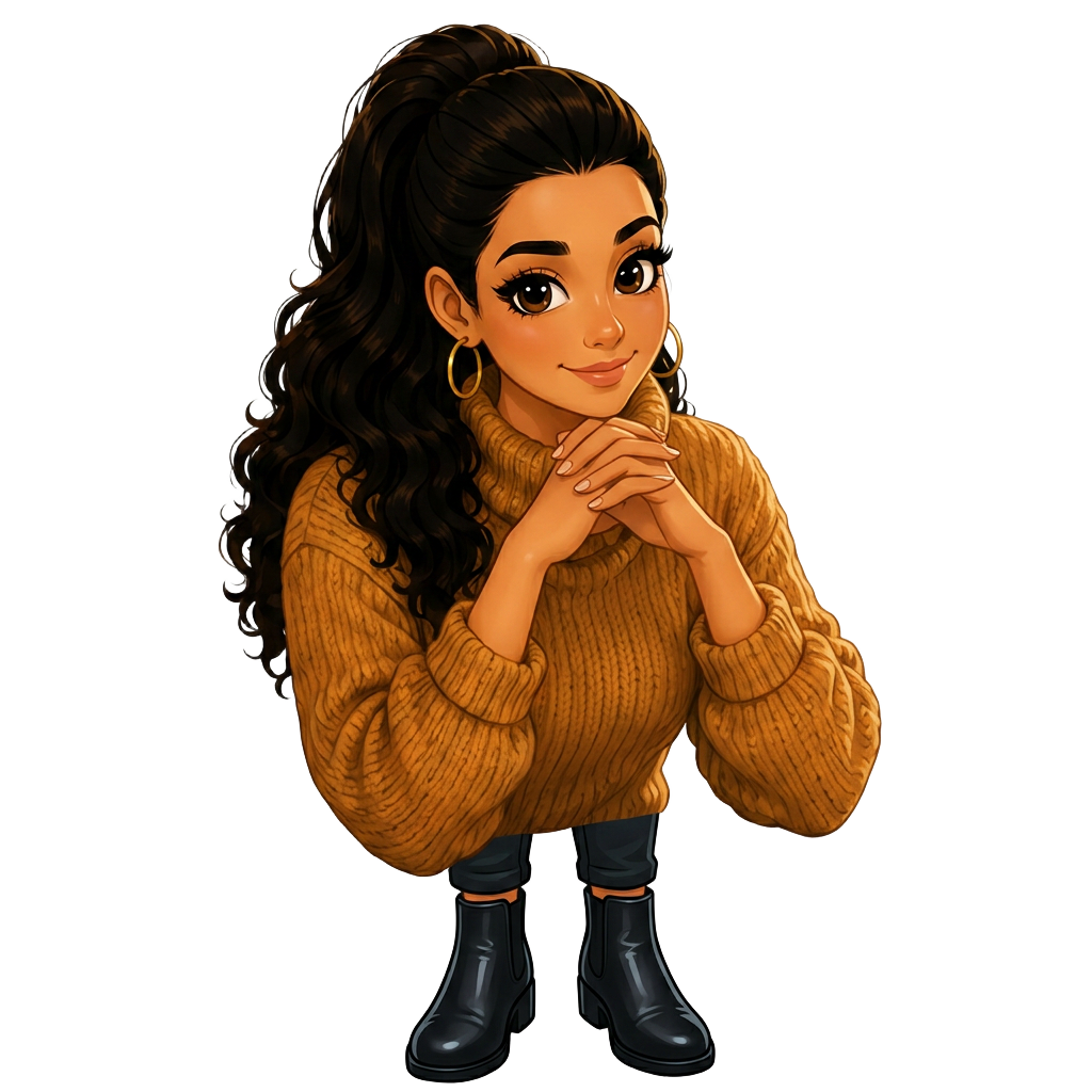Karla resting her hands, ready to read