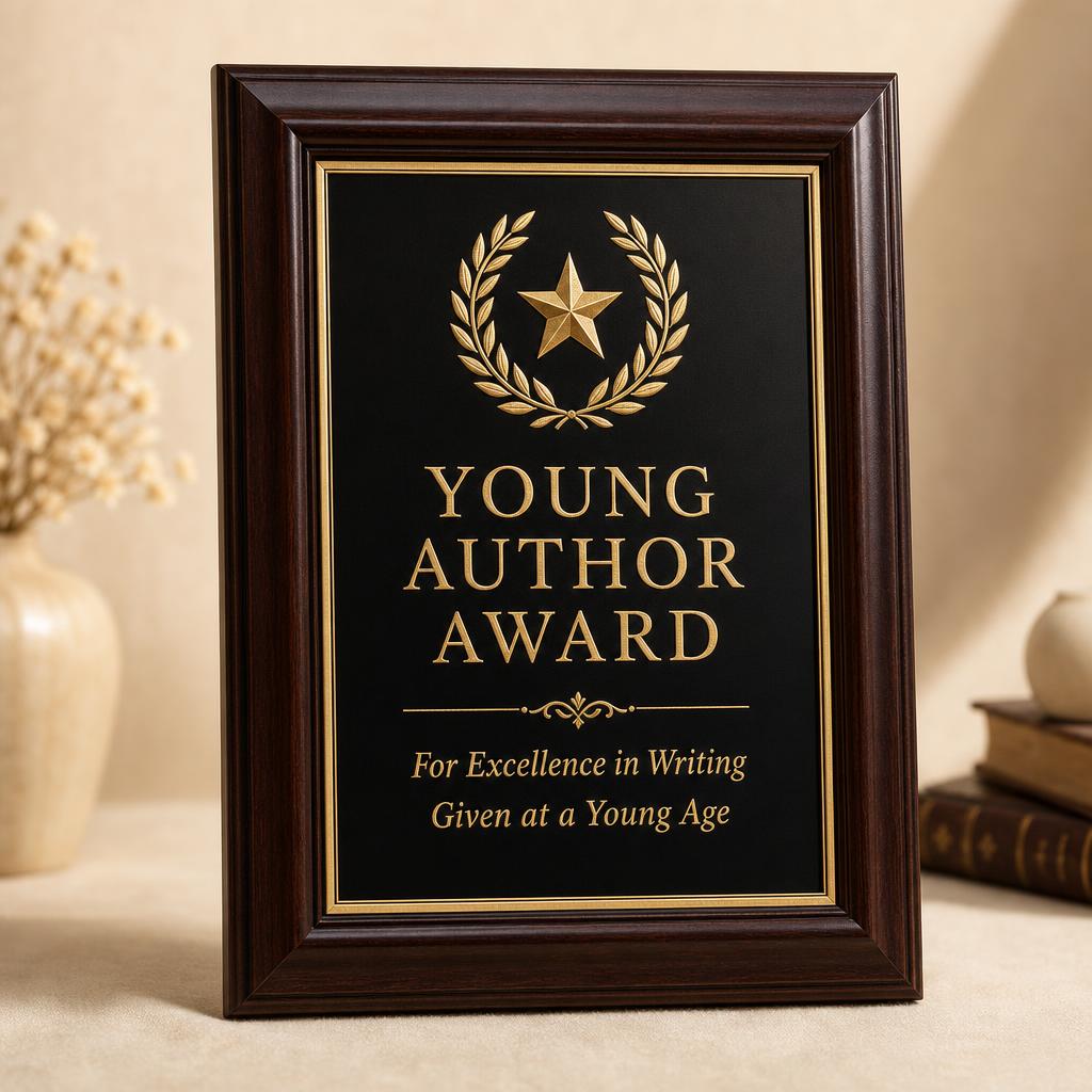 Young Author Award plaque
